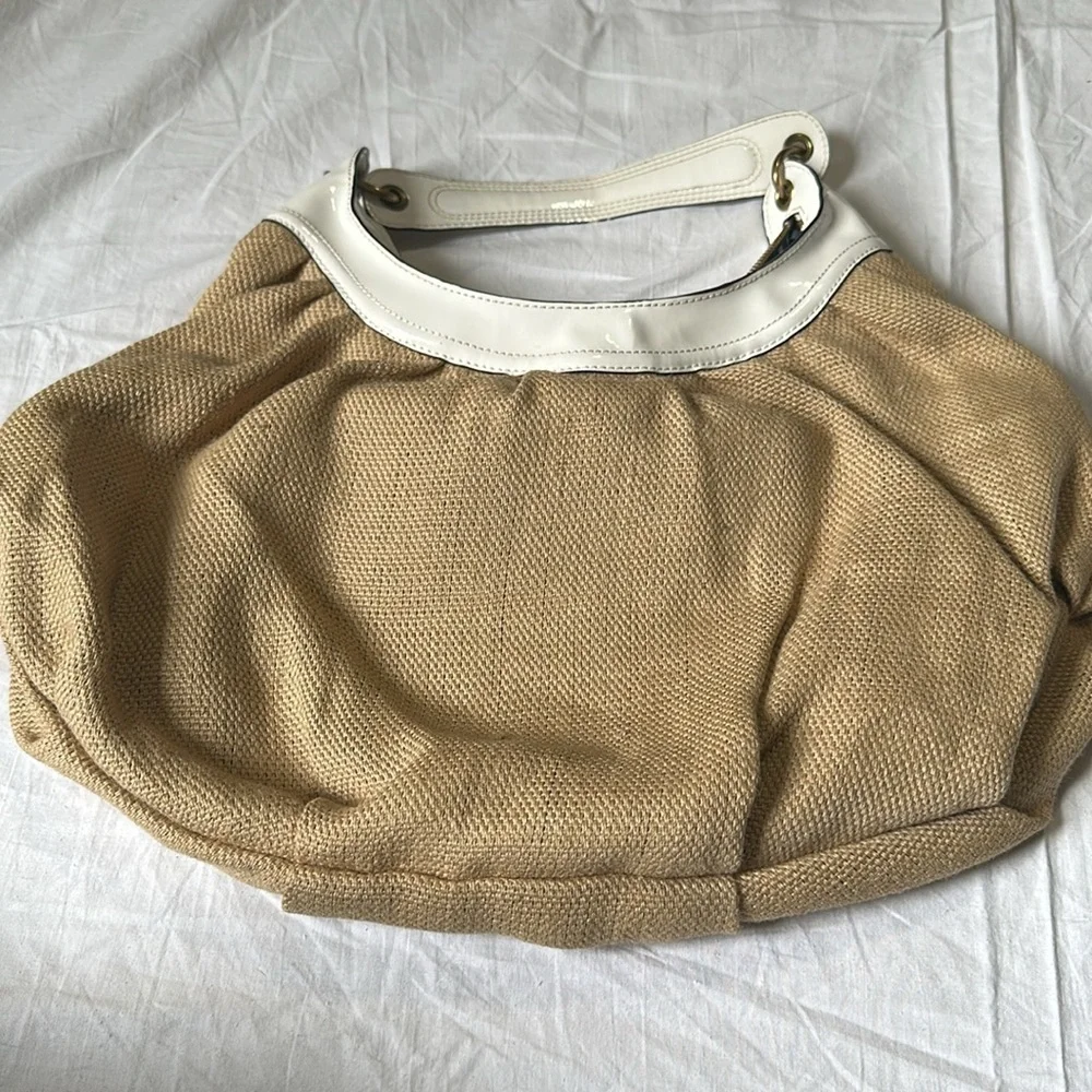 BCBG girls Hobo Bag Tan with Patent Leather Strap